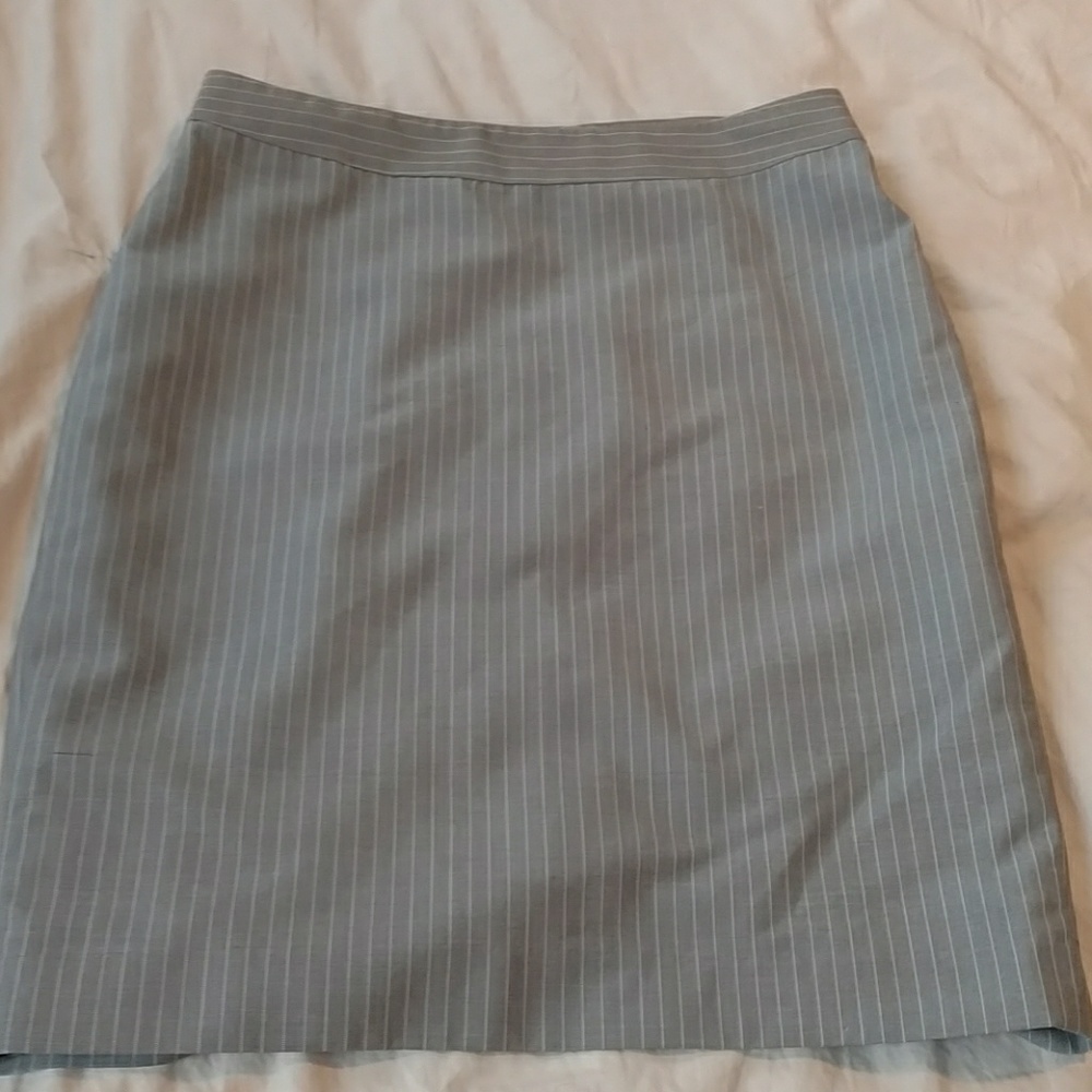 Khaki pinstripe pencil skirt, Ann Taylor 4p